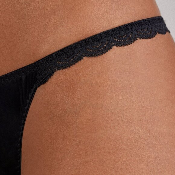 Intimissimi Silk and Lace String in Black - Picture 8 of 10